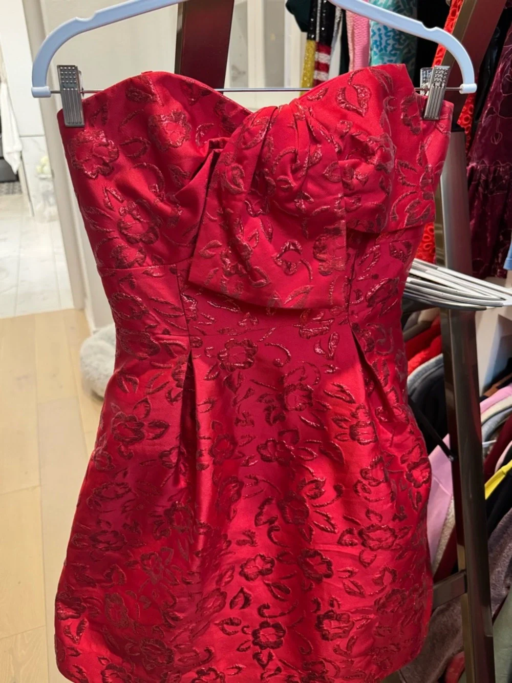 Lilly Pulitzer Kataleya Floral Red Strapless Bow Jacquard Dress NWT Size 2 - Picture 3 of 6